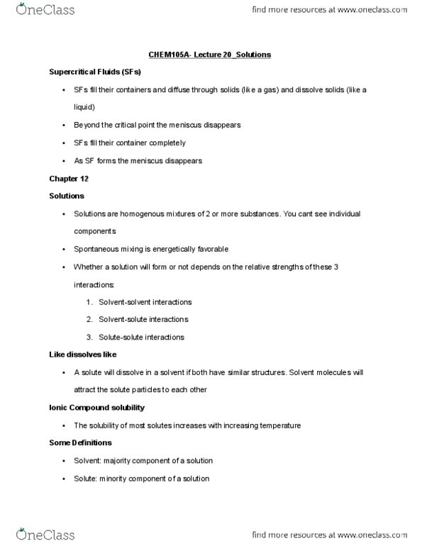 CHEM 105aLg Lecture Notes - Lecture 20: Molality, Colligative Properties, Mole Fraction thumbnail