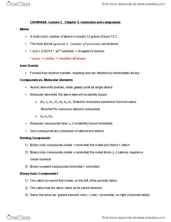 CHEM 105aLg Lecture Notes - Lecture 3: Roman Numerals, Nonmetal, Barium thumbnail