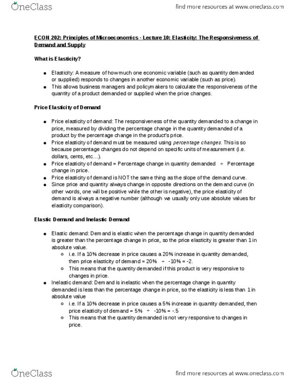 ECON 202 Lecture Notes - Lecture 10: Demand Curve, Negative Number, Normal Good thumbnail