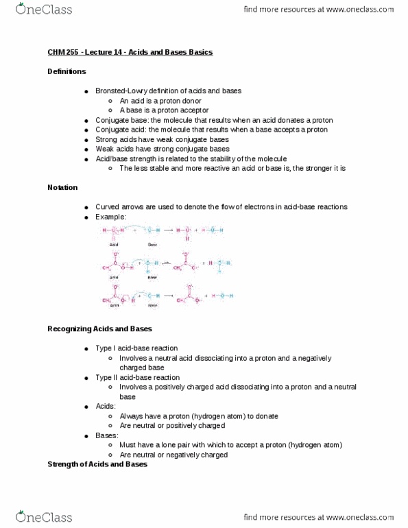 CHM 25500 Lecture Notes - Lecture 14: Conjugate Acid, Acid Dissociation Constant, Equilibrium Constant thumbnail
