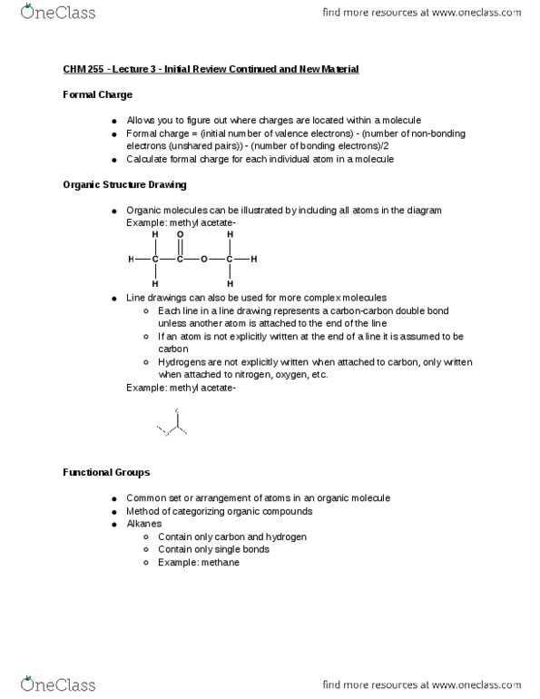 CHM 25500 Lecture Notes - Lecture 3: Methyl Acetate, Formal Charge, Organic Compound thumbnail