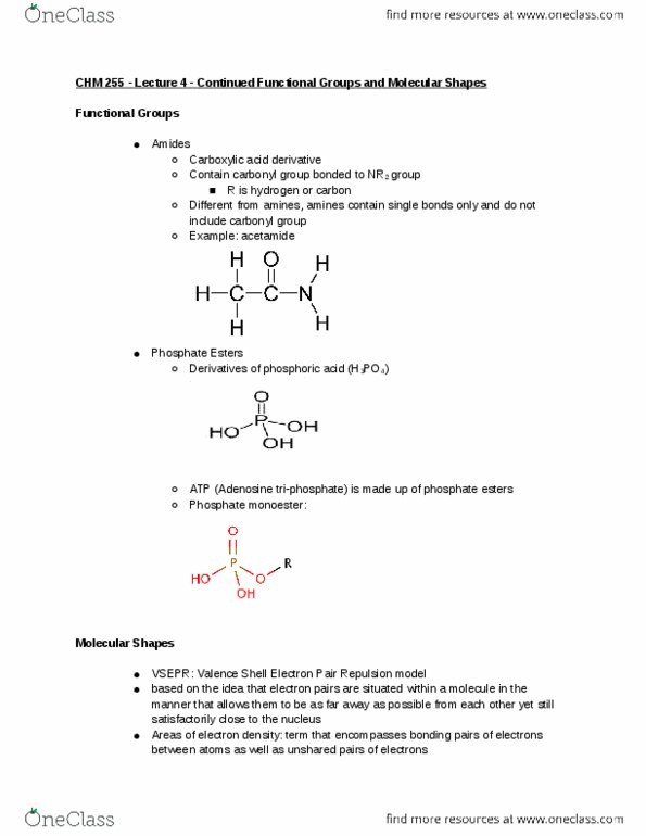 CHM 25500 Lecture Notes - Lecture 4: Ester, Acetamide, Carboxylic Acid thumbnail