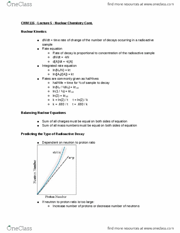 CHM 11500 Lecture Notes - Lecture 5: Rate Equation, Half-Life, Atomic Nucleus thumbnail