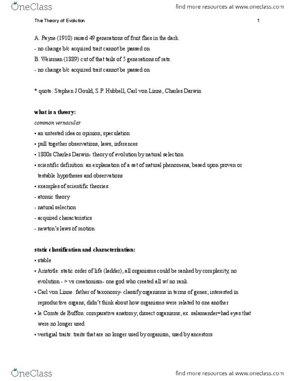 Biology 1201A Chapter Notes - Chapter 17: Carl Linnaeus, Comparative Anatomy, Georges Cuvier thumbnail