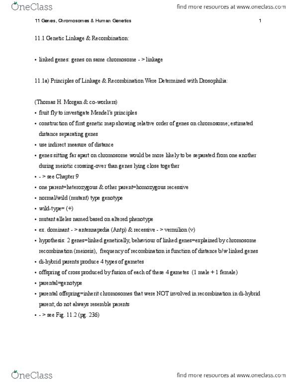 Biology 1201A Chapter Notes - Chapter 11: Testis Determining Factor, Karyotype, Reciprocal Cross thumbnail