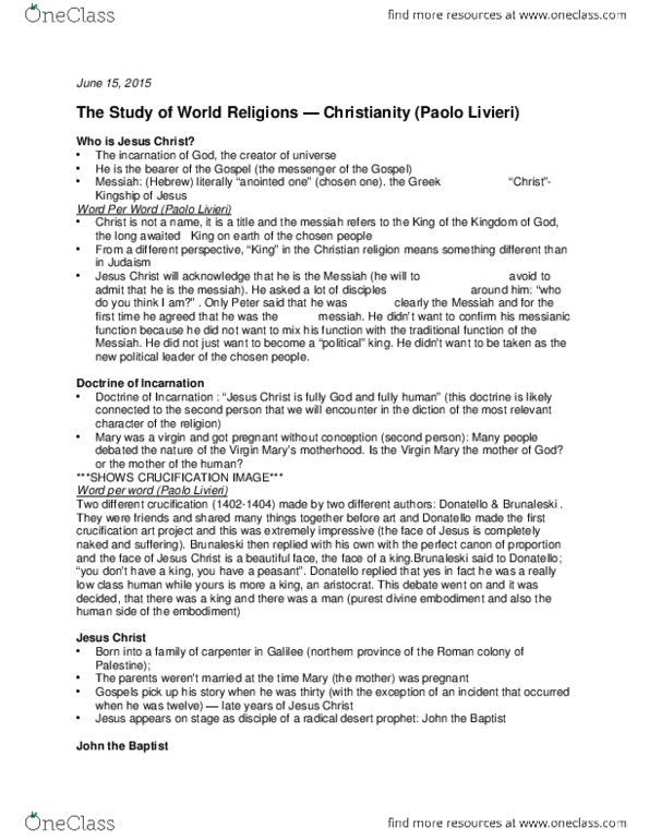 RELG 207 Lecture Notes - Lecture 5: Hosanna, Christ Pantocrator thumbnail