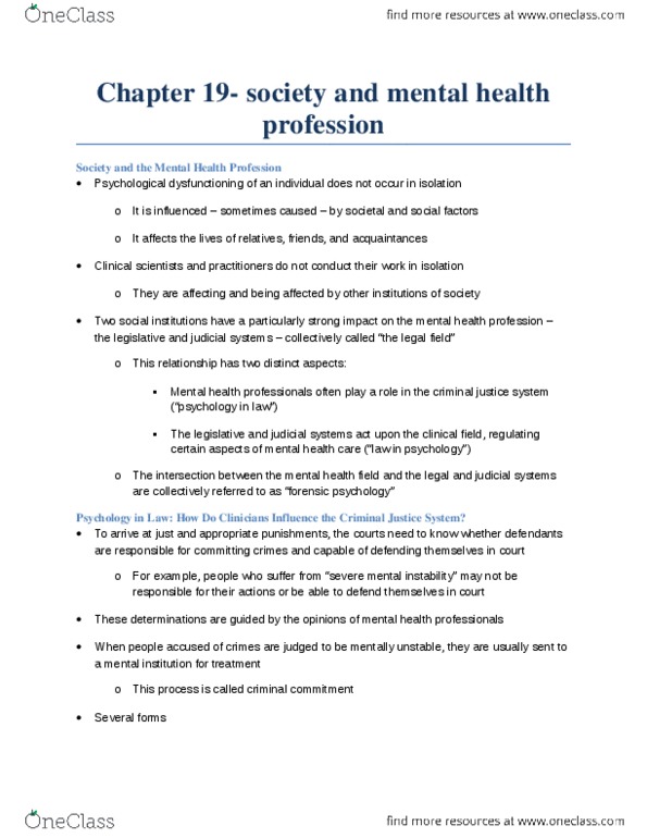 PSYC 3140 Chapter Notes - Chapter 19: Sexually Violent Predator Laws, American Law Institute, Involuntary Commitment thumbnail