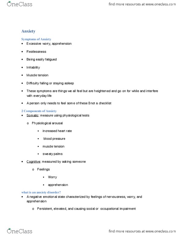 KINE 3000 Lecture Notes - Lecture 2: Mental Disorder, Cardiopulmonary Rehabilitation, Panic Disorder thumbnail