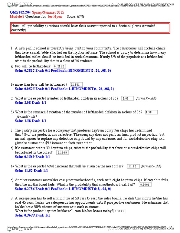 QMS 102 Lecture Notes - Lecture 6: Standard Deviation, Canada Revenue Agency thumbnail