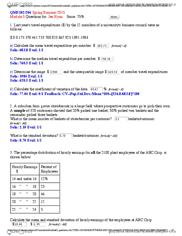 QMS 102 Lecture Notes - Lecture 4: Interquartile Range, Standard Deviation thumbnail