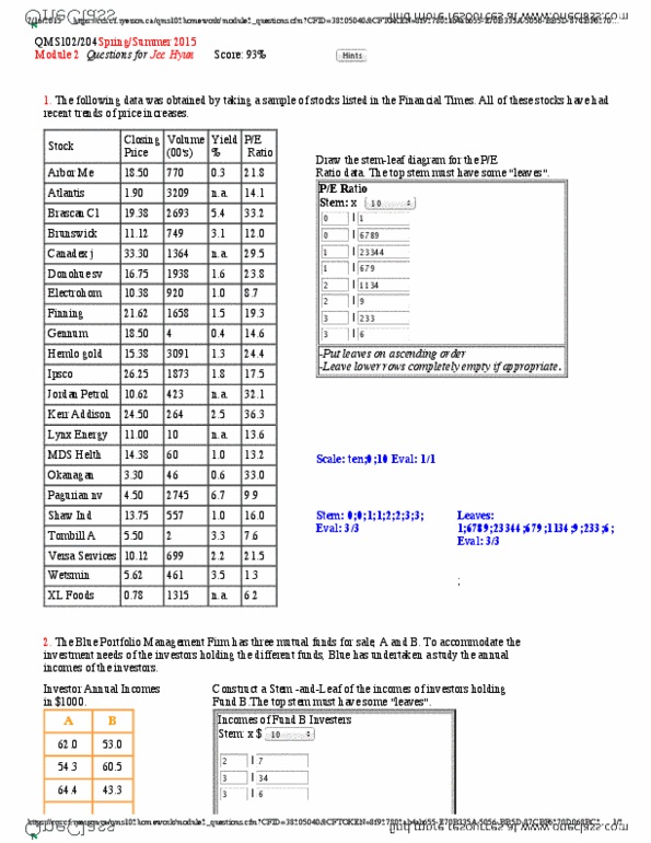 QMS 102 Lecture Notes - Lecture 3: Brookfield Asset Management, Xl Foods, Financial Times thumbnail