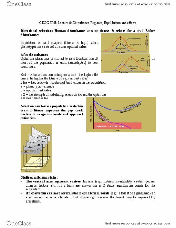 GEOG 3P85 Lecture Notes - Lecture 8: Stability Theory, Clearwater Lakes, Fitness Function thumbnail