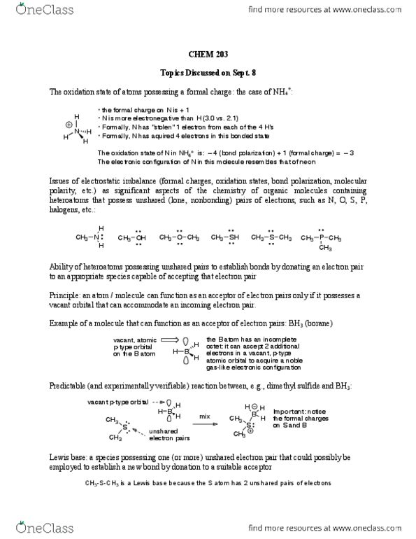 CHEM 205 Lecture Notes - Lecture 3: Dimethyl Sulfide, Lewis Acids And Bases, Atomic Orbital thumbnail