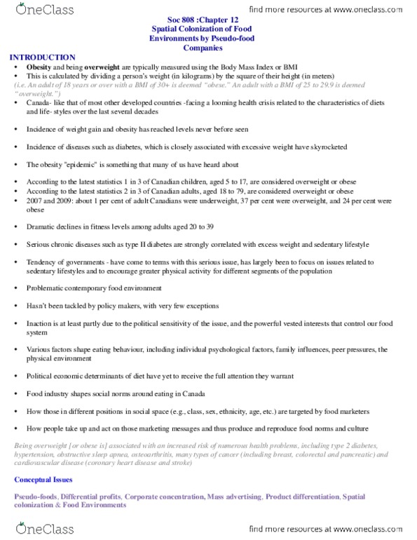 SOC 808 Chapter Notes - Chapter 12: Osteoarthritis, Margarine, Trans Fat thumbnail