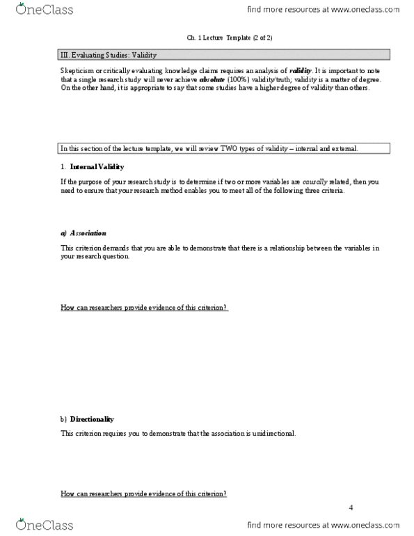 FMST 210 Lecture Notes - Lecture 1: Confounding, Internal Validity, Random Assignment thumbnail