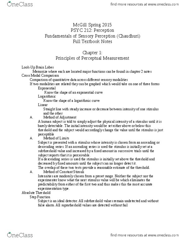 PSYC 212 Chapter 1-13: Perception Textbook Notes thumbnail