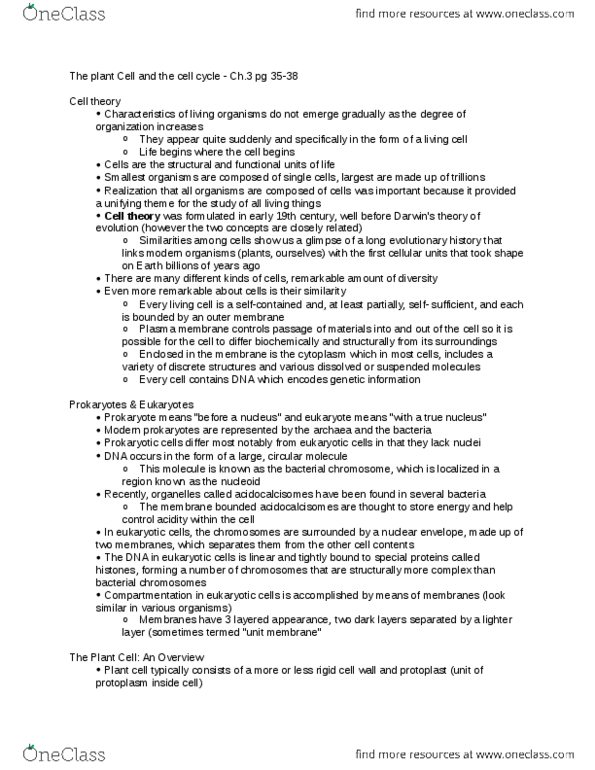 BIOL 201 Lecture Notes - Lecture 6: The Plant Cell, Ribosomal Rna, Protoplast thumbnail