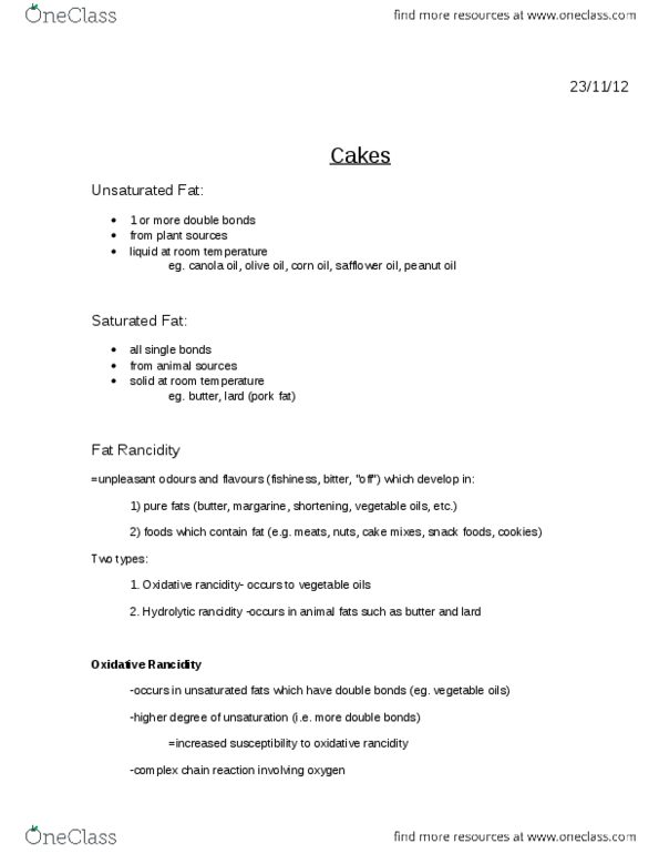 HTM 2700 Lecture Notes - Lecture 15: Butter Cake, Baking Powder, Safflower thumbnail