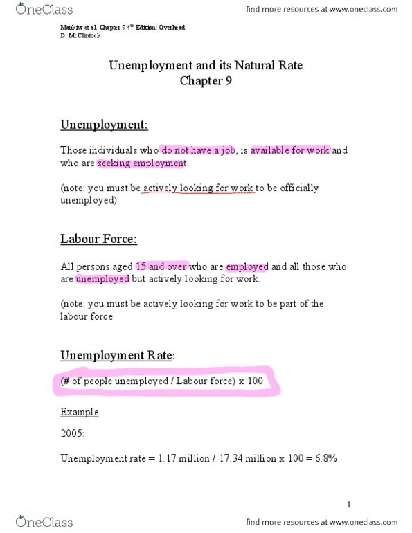ECON 203 Lecture 7: Chapter 9_Unemployment thumbnail