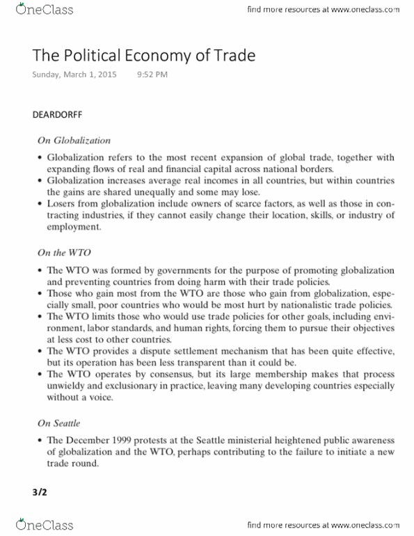 GLBL 210 Lecture Notes - Lecture 12: Uruguay Round, World Trade Organization, General Agreement On Tariffs And Trade thumbnail