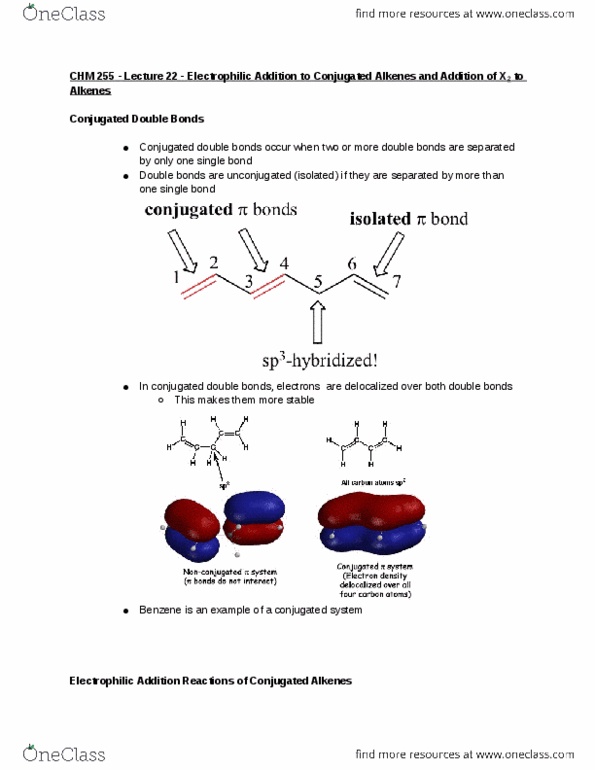 CHM 25500 Lecture Notes - Lecture 22: Conjugated System, Allyl Group, Alkene thumbnail
