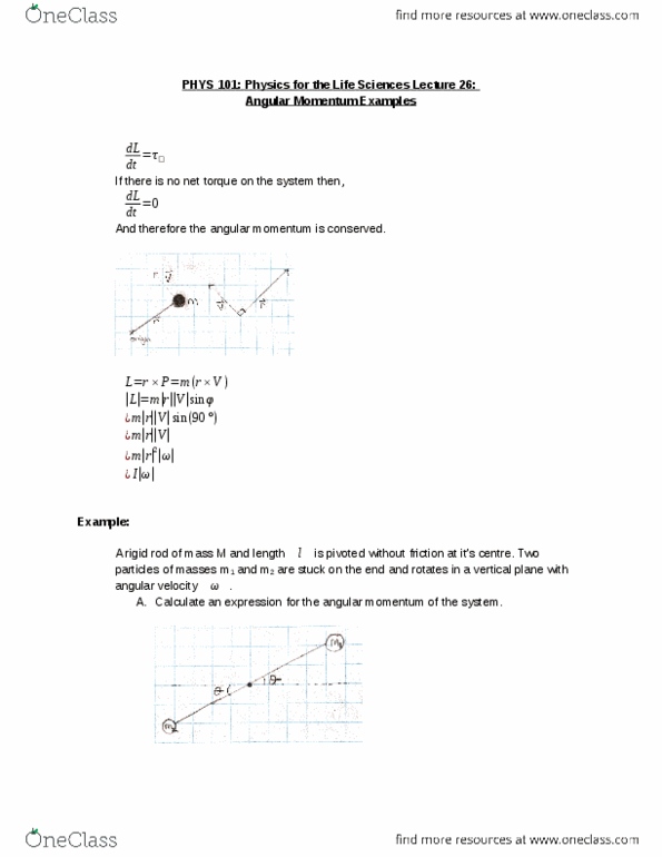 PHYS 101 Lecture Notes - Lecture 26: Angular Velocity, Angular Acceleration, Maltese Lira thumbnail