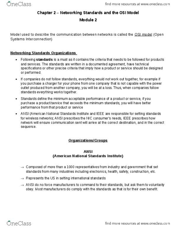 ITM 301 Chapter Notes - Chapter 2: Internet Engineering Task Force, Internet Architecture Board, Telecommunications Industry Association thumbnail