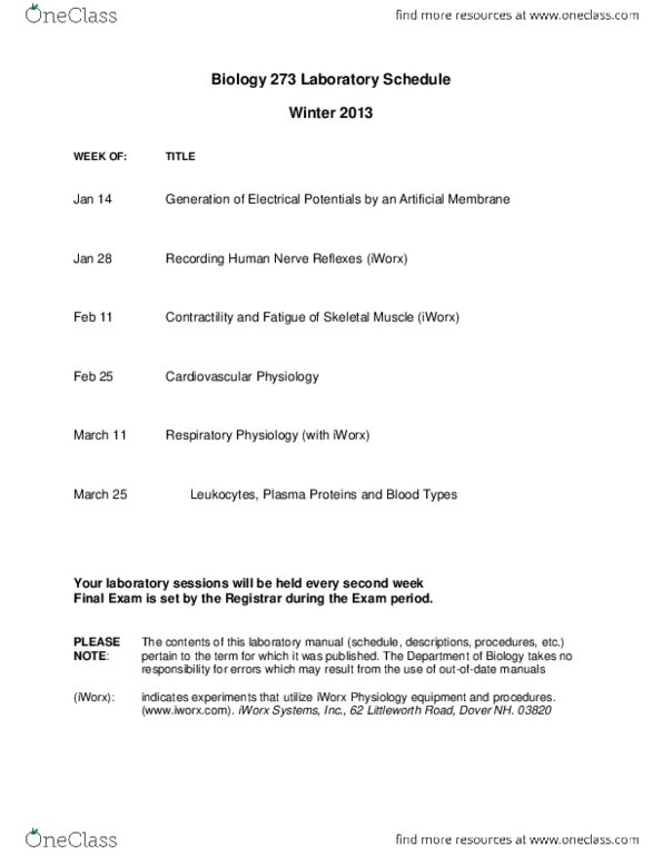 BIOL273L Lecture Notes - Lecture 1: Lab Report, Circulatory System, Endangerment thumbnail