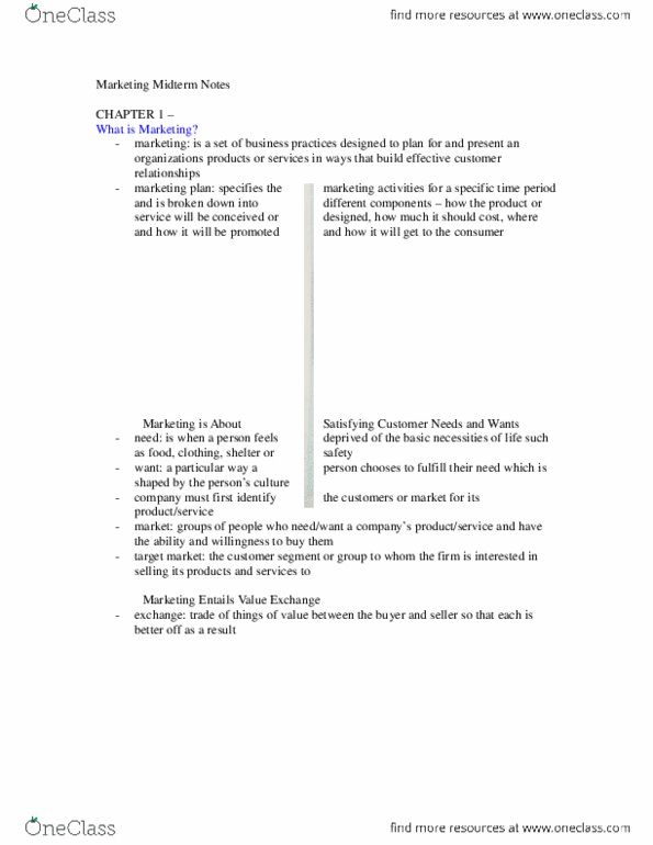 MKT 100 Chapter Notes - Chapter 1-6: Institute For Operations Research And The Management Sciences, Retail, North American Industry Classification System thumbnail