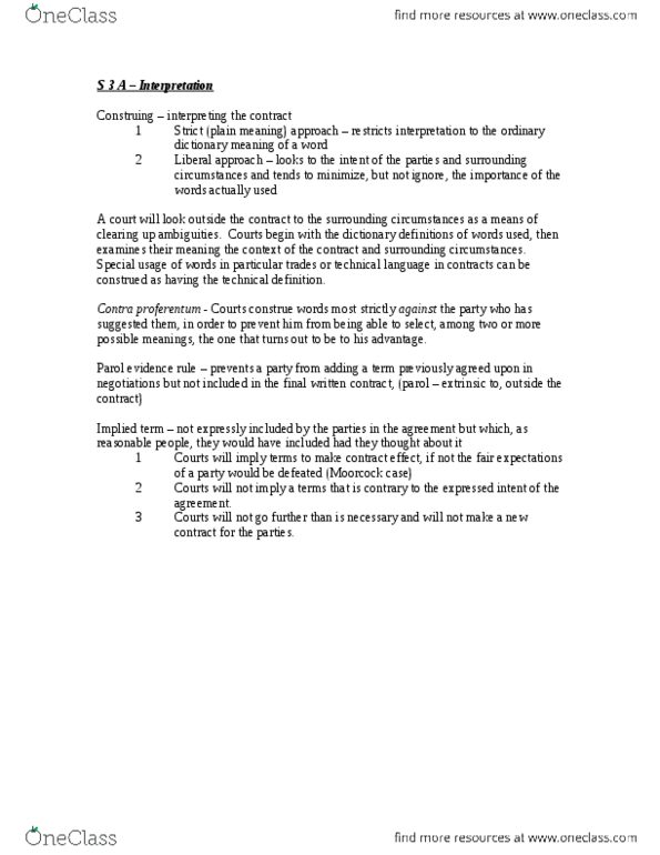 COMM 393 Lecture Notes - Lecture 4: Parol Evidence Rule thumbnail