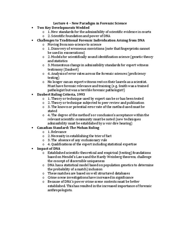 Anthropology 2235A/B Lecture 4: Lecture 4 – New Paradigm in Forensic Science thumbnail