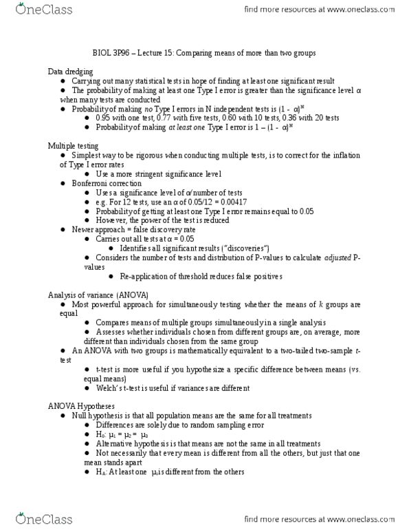 BIOL 3P96 Lecture Notes - Lecture 15: Data Dredging, Alternative Hypothesis, Random Effects Model thumbnail