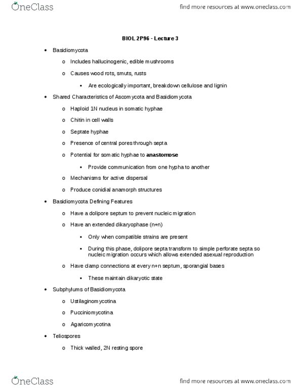 BIOL 2P96 Lecture Notes - Lecture 3: Aecium, Surface 3, Pucciniomycotina thumbnail