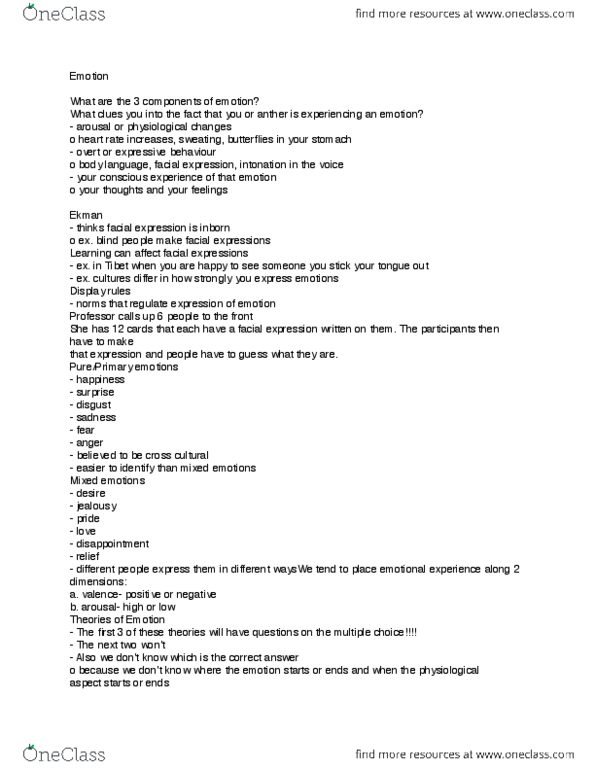 PSYC 1010 Lecture Notes - Lecture 1: Thalamus, Stamen, Botulinum Toxin thumbnail