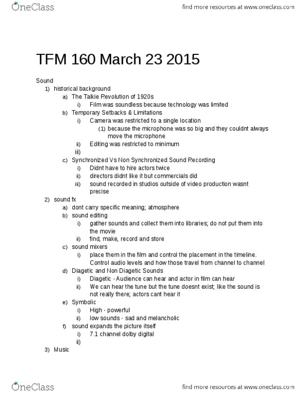 TFM 160 Lecture Notes - Lecture 1: Non-Uniform Rational B-Spline, Motion Blur, John Lasseter thumbnail