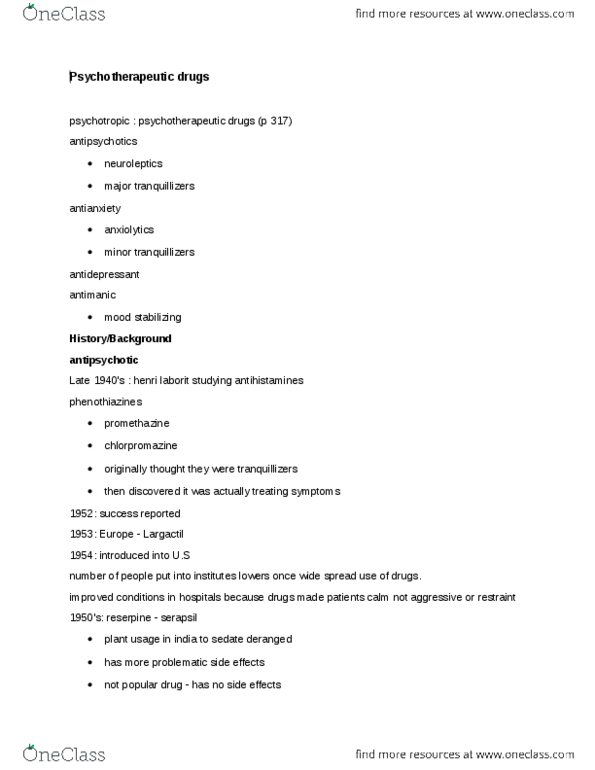 Psychology 2020A/B Lecture Notes - Lecture 10: Dyskinesia, Half-Life, Nigrostriatal Pathway thumbnail