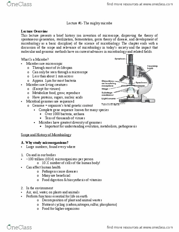BIOL 2P98 Lecture Notes - Lecture 1: Cowpox, Biological Warfare, Sewage Treatment thumbnail