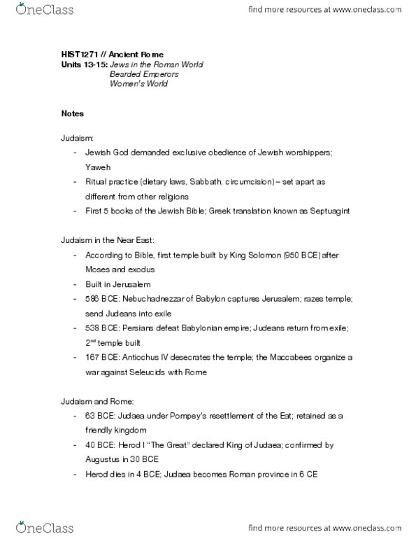 HIST 1271 Lecture Notes - Lecture 13: Severan Tondo, Damnatio Memoriae, Dacians thumbnail