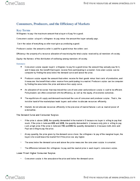 ECON 1000 Chapter Notes - Chapter 7: Perfect Competition, Ticketmaster, Economic Surplus thumbnail