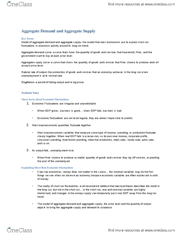 ECON 1000 Lecture Notes - Lecture 14: Exchange Rate, Aggregate Supply, Aggregate Demand thumbnail