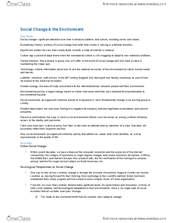 SOCI 1005 Chapter Notes - Chapter 15: Global Warming, Water Pollution, Fetus thumbnail