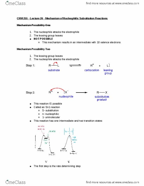 CHM 25500 Lecture Notes - Lecture 26: Concerted Reaction, Rate Equation, Sn1 Reaction thumbnail