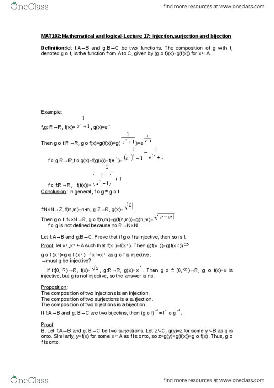 MAT102H5 Lecture Notes - Lecture 17: Rational Number, Surjective Function, Bijection thumbnail