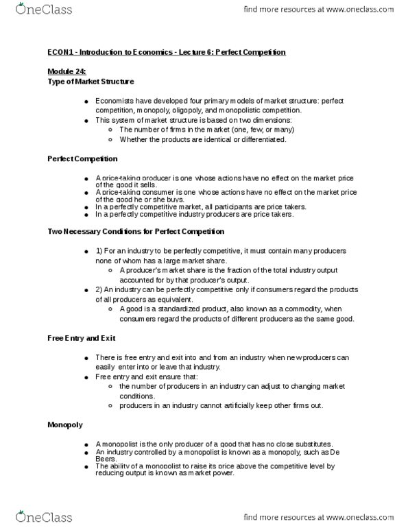 ECON 1 Lecture Notes - Lecture 6: Average Variable Cost, Fixed Cost, Marginal Cost thumbnail