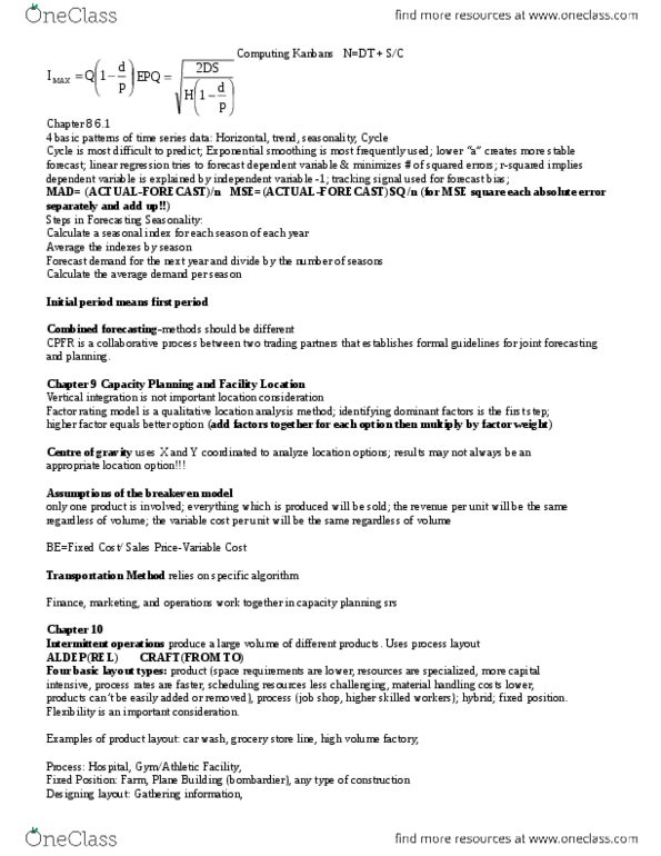 Management and Organizational Studies 3330A/B Lecture Notes - Lecture 1: Safety Stock, Carrying Cost, Standard Deviation thumbnail