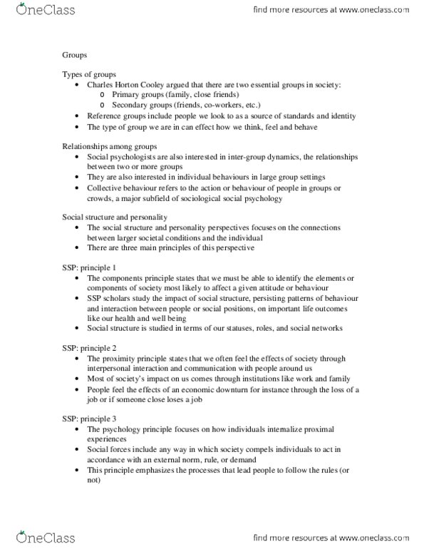 SOC 2109 Lecture Notes - Lecture 4: Symbolic Interactionism, Social Forces, Collective Behavior thumbnail