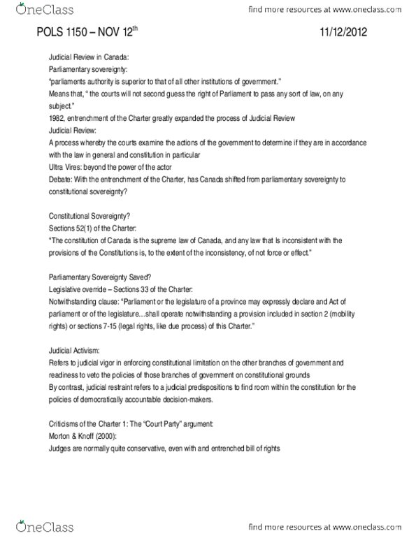 POLS 1150 Lecture Notes - Lecture 10: Freedom Of Movement thumbnail