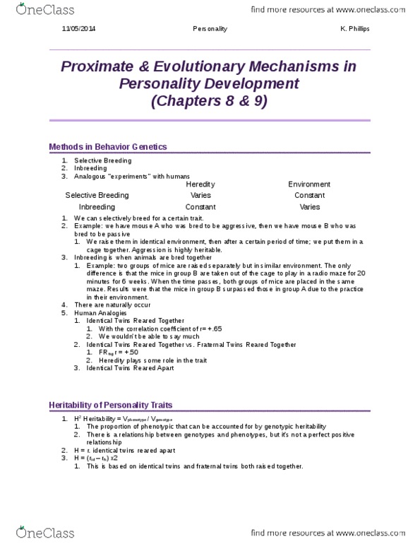 PSYC 2130 Lecture Notes - Lecture 7: Parenting Styles, Twin, Heritability thumbnail