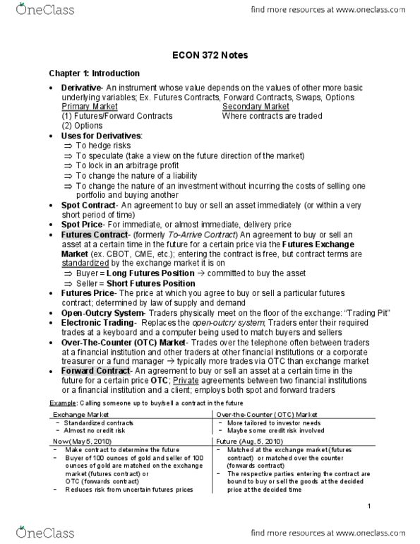 ECON372 Chapter Notes - Chapter 1-11: Treasury Stock, Program Trading, S&P 500 Index thumbnail