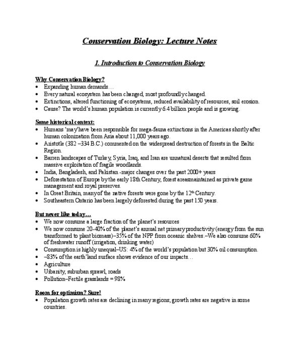 BIOL 3130 Lecture : Conservation Biology - 1. Introduction to Conservation Biology thumbnail